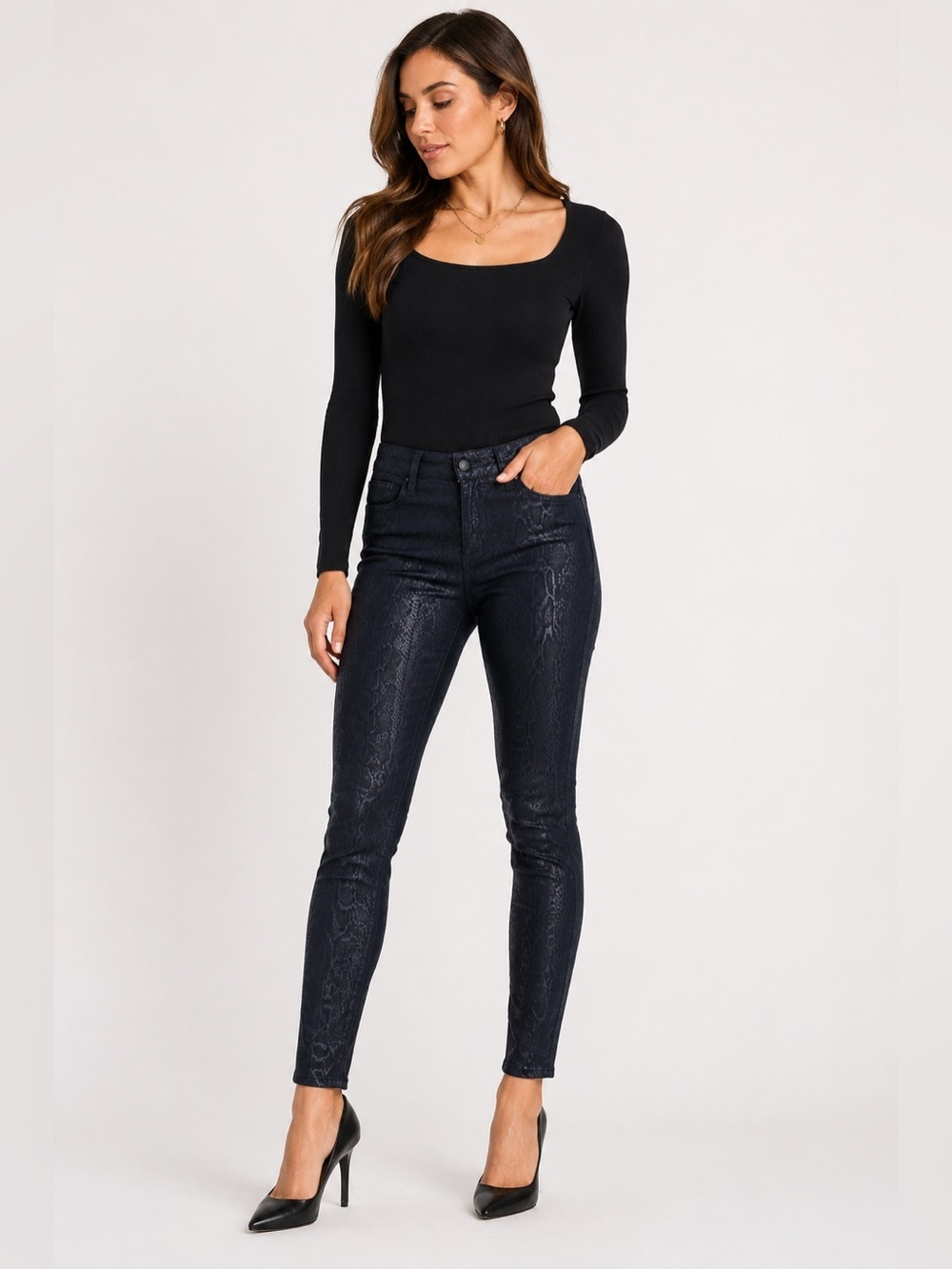 Joe’s Jeans Coated Snake Print Skinny Ankle Jeans Size 25